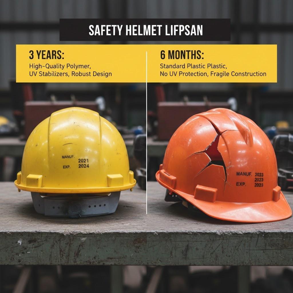 Why do some safety helmets last for three years while others break down after only six months?