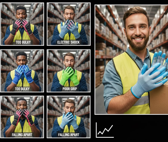 We tried five types of protective gloves in our warehouse, and the one we kept in the end was actually the cheapest one.
