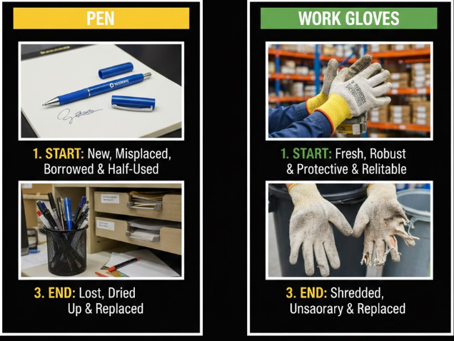 From a pen to a pair of gloves: The real life cycle of corporate consumables