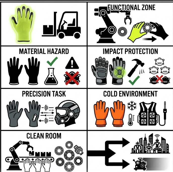 Why are some work gloves designed in different colors?